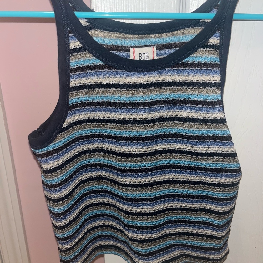 Urban Outfitters Striped Tank Top with Blue and Black Accents
